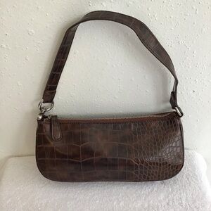 Urban Outfitter Women Elegant Brown Faux Crocodile-Embossed Shoulder Bag